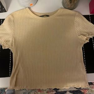 Light yellow baby tee, ruffled, SHEIN